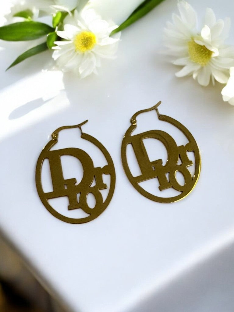 GOLDEN HOOP WITH LUXURY BRAND DIOR