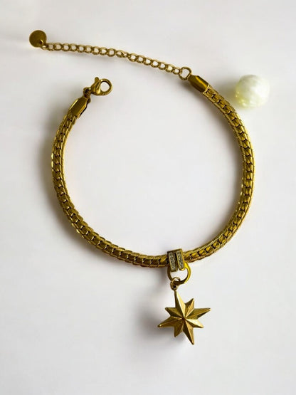 GOLDEN CHAIN WITH HANGING STAR TARNISH FREE BRACELET