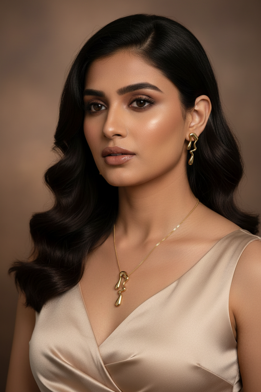 GOLDEN WATER DROP CECEY NECKLACE SET