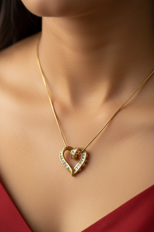 GOLD DIAMOND HEART JERICH NECKLACE