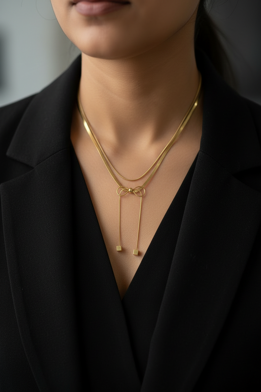 GOLD INFINITY HANGING CUBE GUNVOR NECKLACE