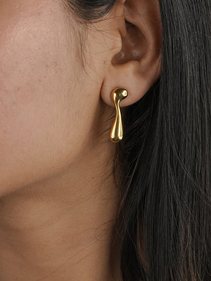 GOLDEN CHAIN MINIMALIST RAIN DROP AND STUD EARRING
