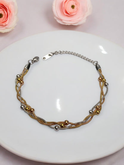 GOLD AND SILVER LAYERED WITH TINY BALLS