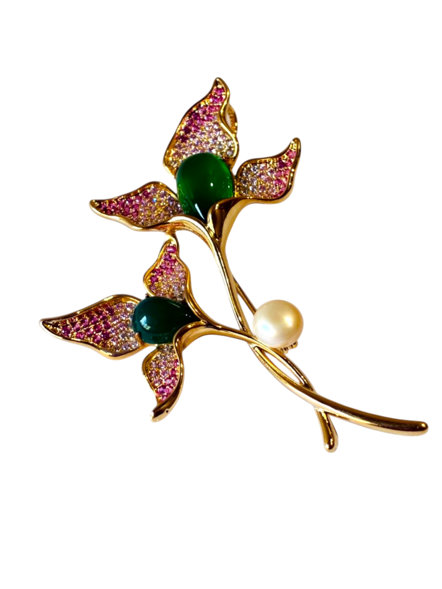 GREEN-PINK FLORAL KAIAY BROOCH