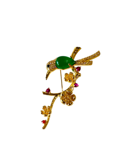 GREEN BIRD XIMENA BROOCH