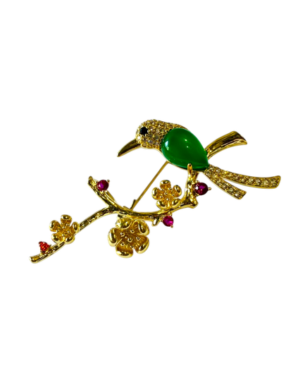 GREEN BIRD XIMENA BROOCH