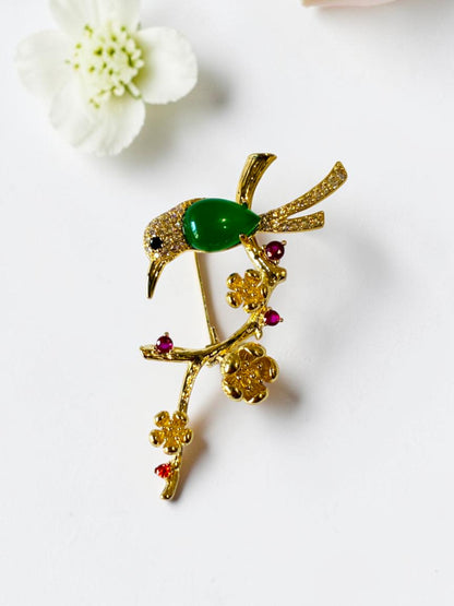 GREEN BIRD XIMENA BROOCH