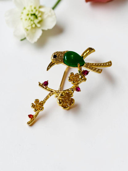 GREEN BIRD XIMENA BROOCH