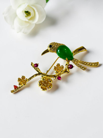 GREEN BIRD XIMENA BROOCH
