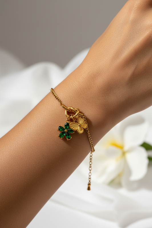 GREEN CHARM BANSIE BRACELET