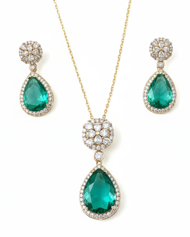 GREEN DIAMOND AMRUTA NECKLACE SET