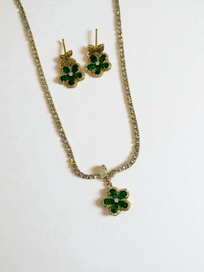 GREEN DIAMOND FLOWER JUDSONA NECKLACE SET
