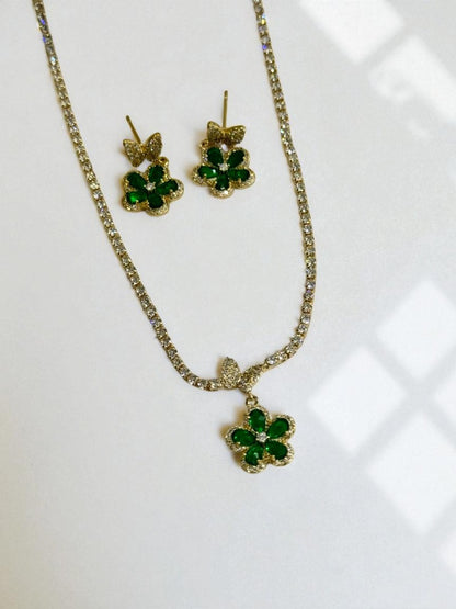 GREEN DIAMOND FLOWER JUDSONA NECKLACE SET