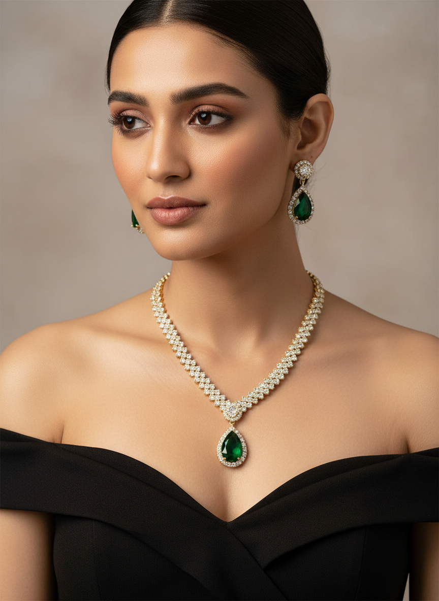 GREEN DIAMOND OMARY NECKLACE SET