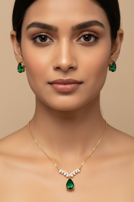 GREEN DROP DIAMOND CLARA NECKLACE SET