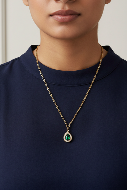 GREEN DROP DIAMOND LAILA NECKLACE