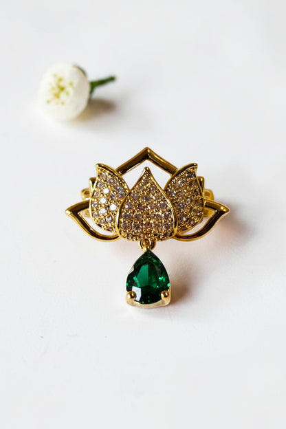 GREEN DROP STONE VRIHA BROOCH