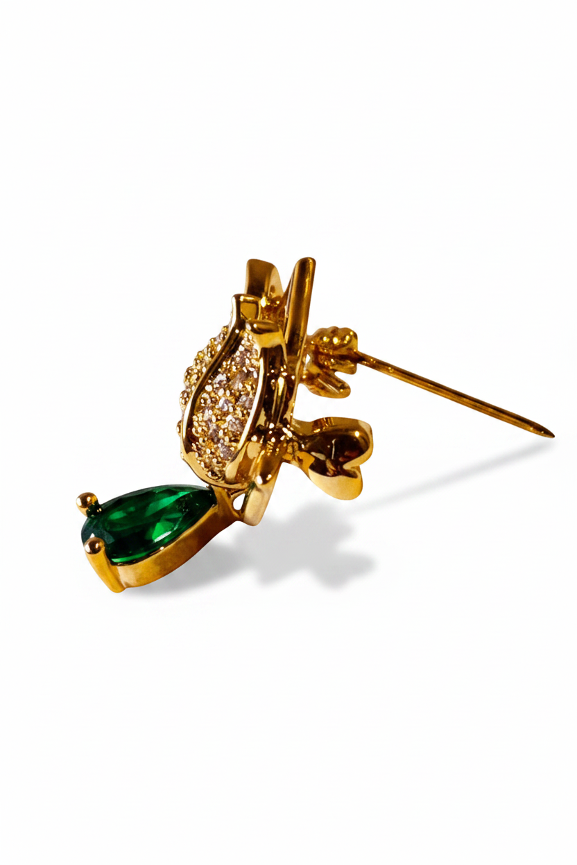 GREEN DROP STONE VRIHA BROOCH