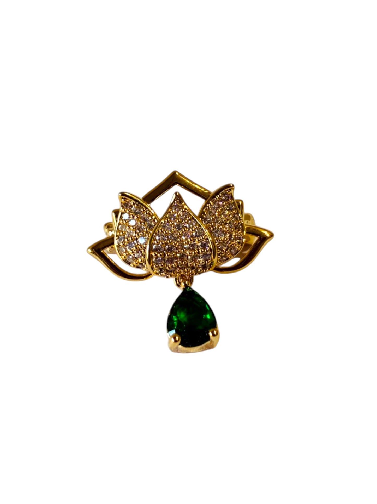 GREEN DROP STONE VRIHA BROOCH