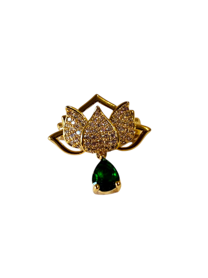 GREEN DROP STONE VRIHA BROOCH