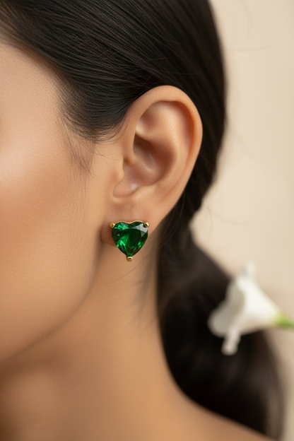 GREEN HEART SHITIKA EARRINGS
