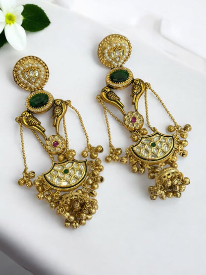 GREEN HIMANSHI GERMAN SILVER EARRINGS
