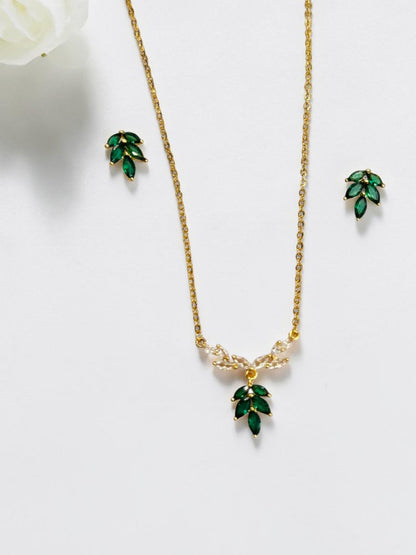 GREEN LEAF DIAMOND EVERLY NECKLACE SET