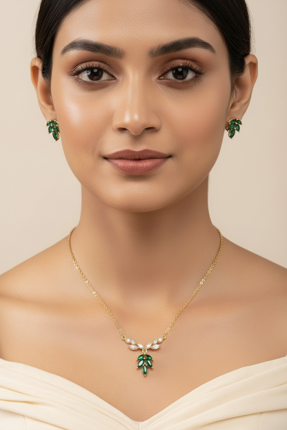 GREEN LEAF DIAMOND EVERLY NECKLACE SET