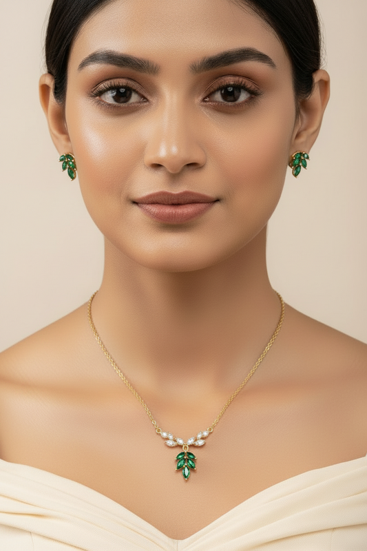 GREEN LEAF DIAMOND EVERLY NECKLACE SET
