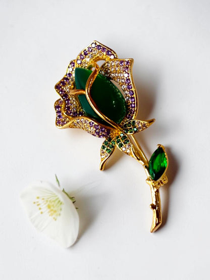 GREEN ROSE LAYANI BROOCH
