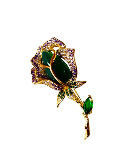 GREEN ROSE LAYANI BROOCH