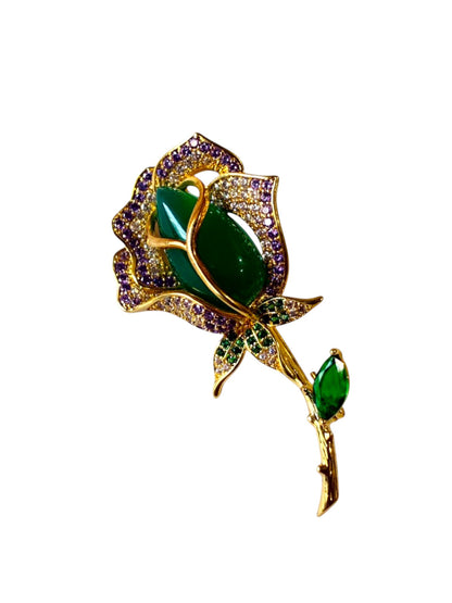 GREEN ROSE LAYANI BROOCH