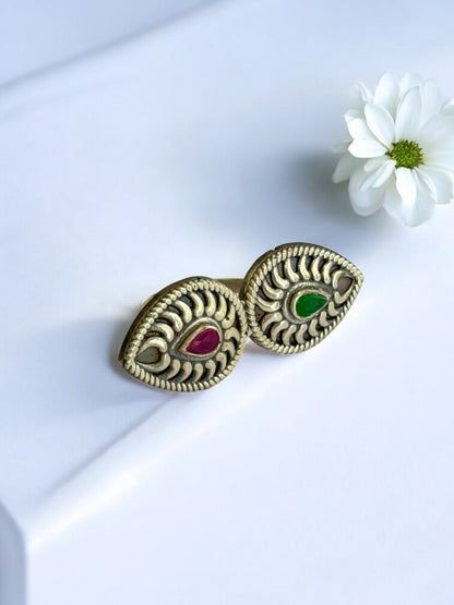 GREEN RUBY ESHANI GERMAN SILVER RING