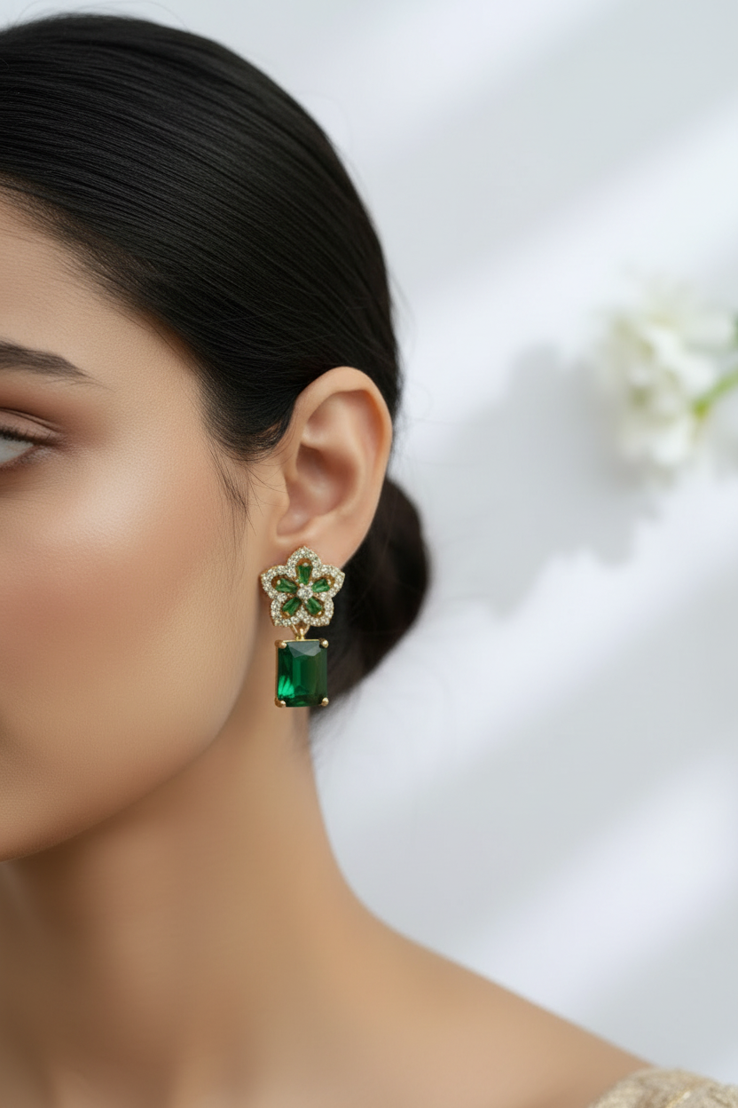 GREEN STONE APOLO EARRINGS