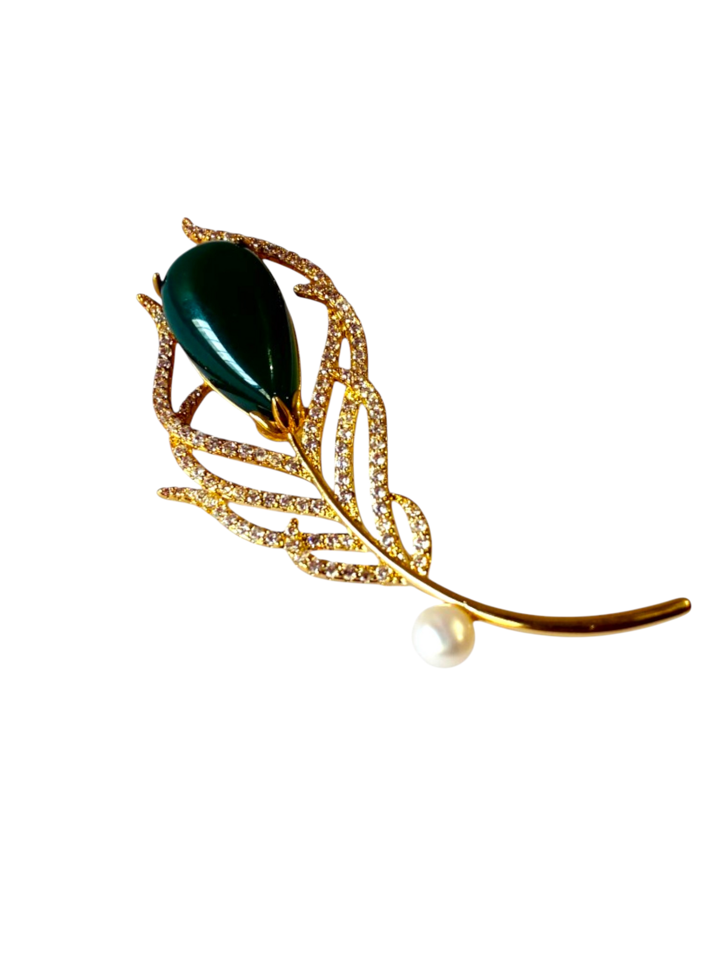 GREEN STONE ENNIE BROOCH
