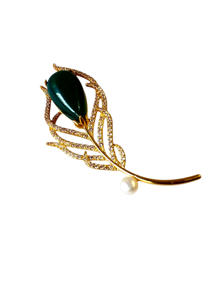 GREEN STONE ENNIE BROOCH