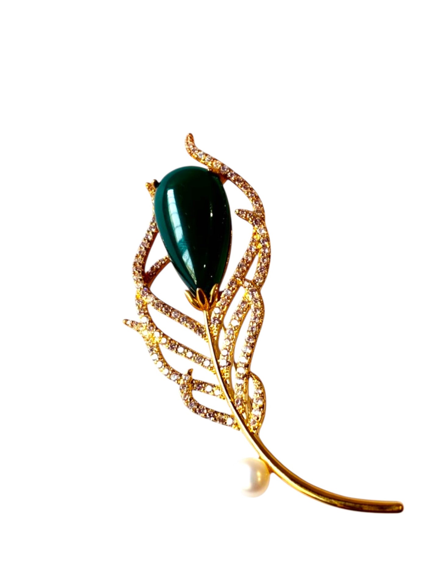 GREEN STONE ENNIE BROOCH