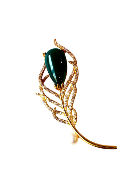 GREEN STONE ENNIE BROOCH