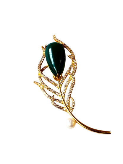 GREEN STONE ENNIE BROOCH