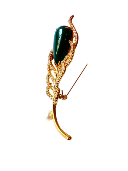 GREEN STONE ENNIE BROOCH