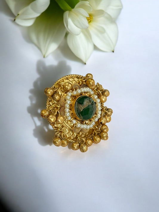 GREEN VIRANSHI GERMAN SILVER RING