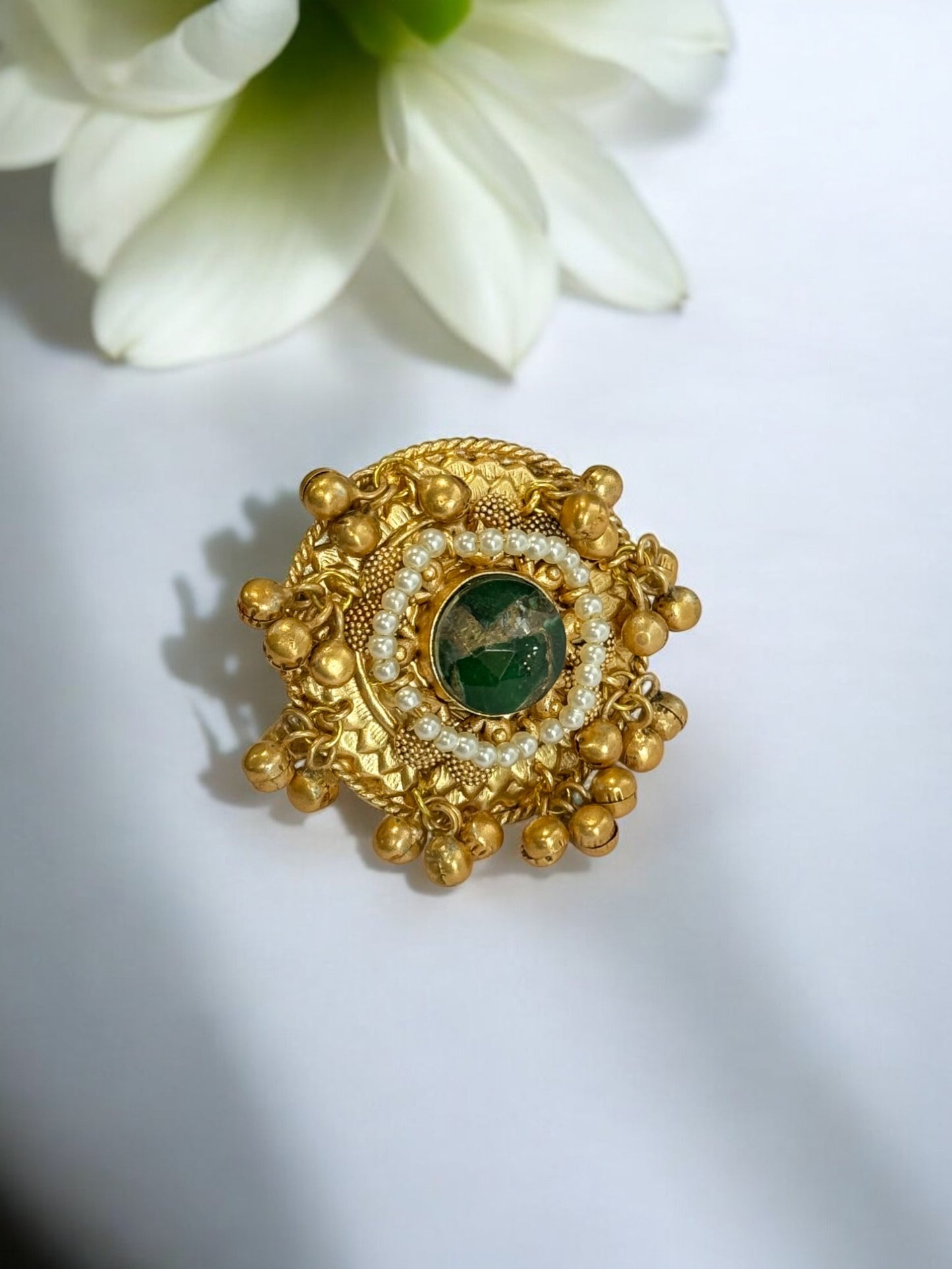 GREEN VIRANSHI GERMAN SILVER RING