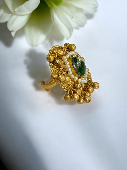 GREEN VIRANSHI GERMAN SILVER RING