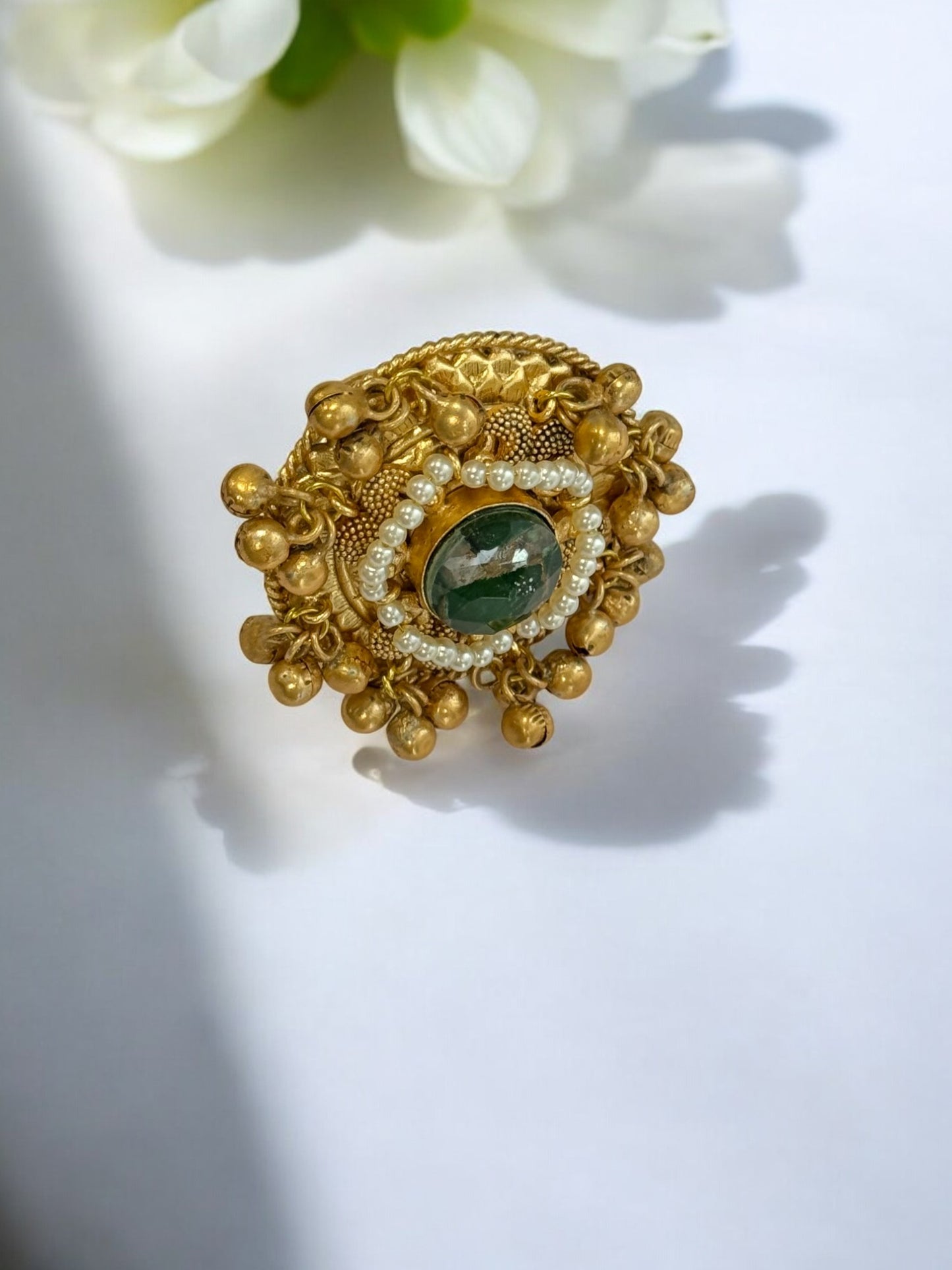 GREEN VIRANSHI GERMAN SILVER RING