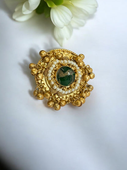 GREEN VIRANSHI GERMAN SILVER RING