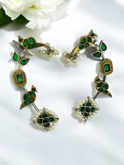 GREEN ZIVIKA GERMAN SILVER EAR CUFF
