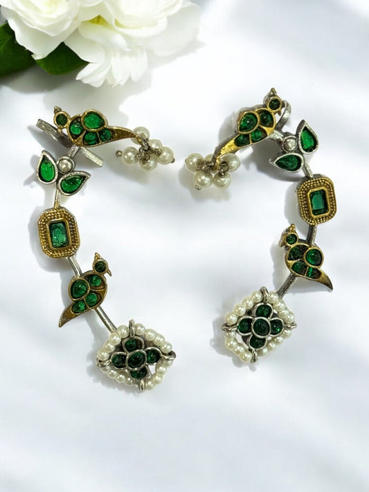 GREEN ZIVIKA GERMAN SILVER EAR CUFF
