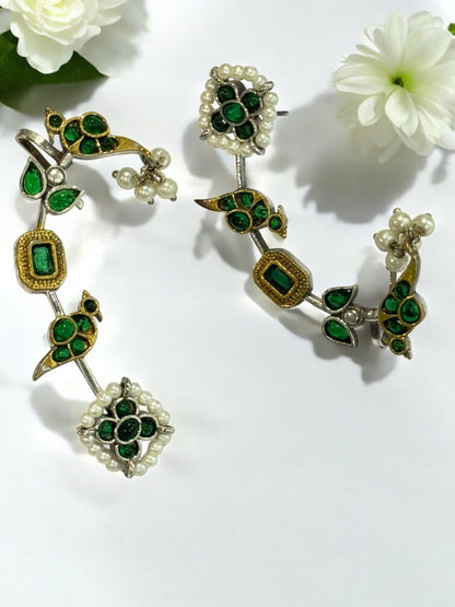 GREEN ZIVIKA GERMAN SILVER EAR CUFF