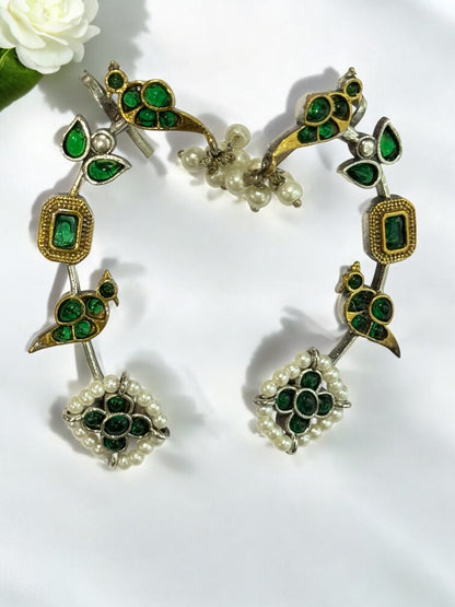 GREEN ZIVIKA GERMAN SILVER EAR CUFF
