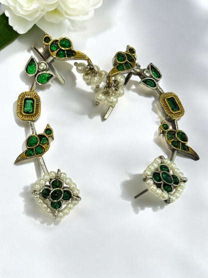 GREEN ZIVIKA GERMAN SILVER EAR CUFF